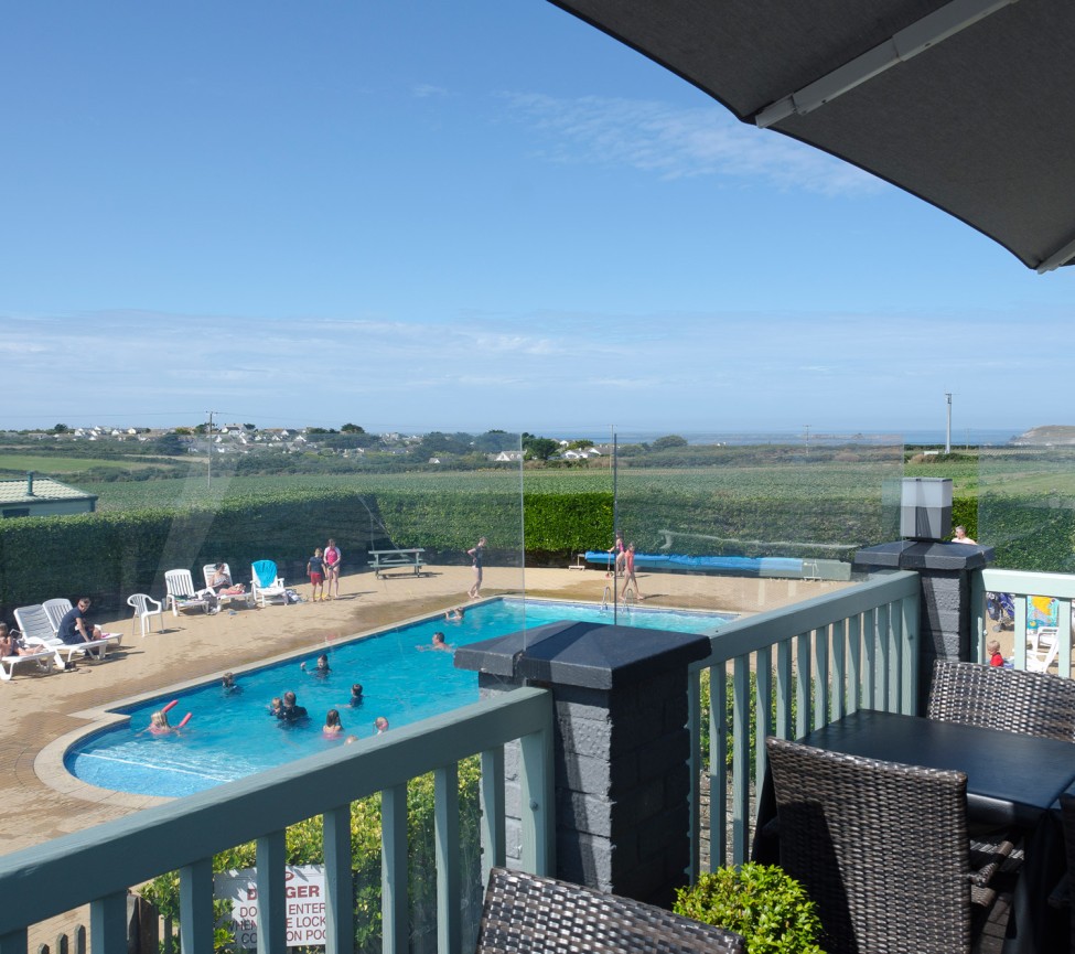 view of the pool at Higher Harlyn Park in Padstow