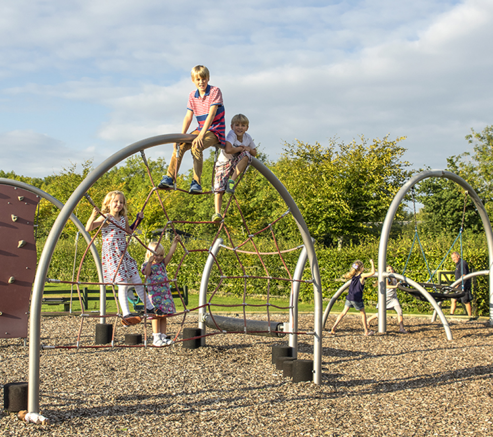 The outdoor play area at Oakdown Holiday Home Park