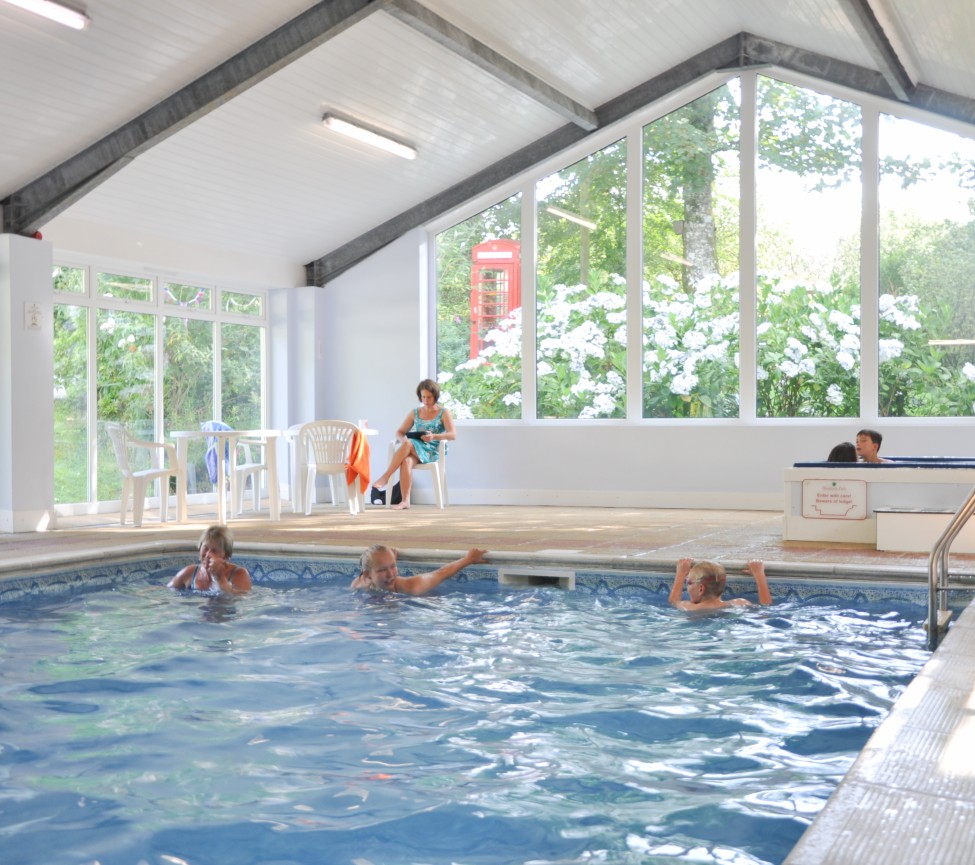 indoor swimming pool at Woodovis Park in Devon