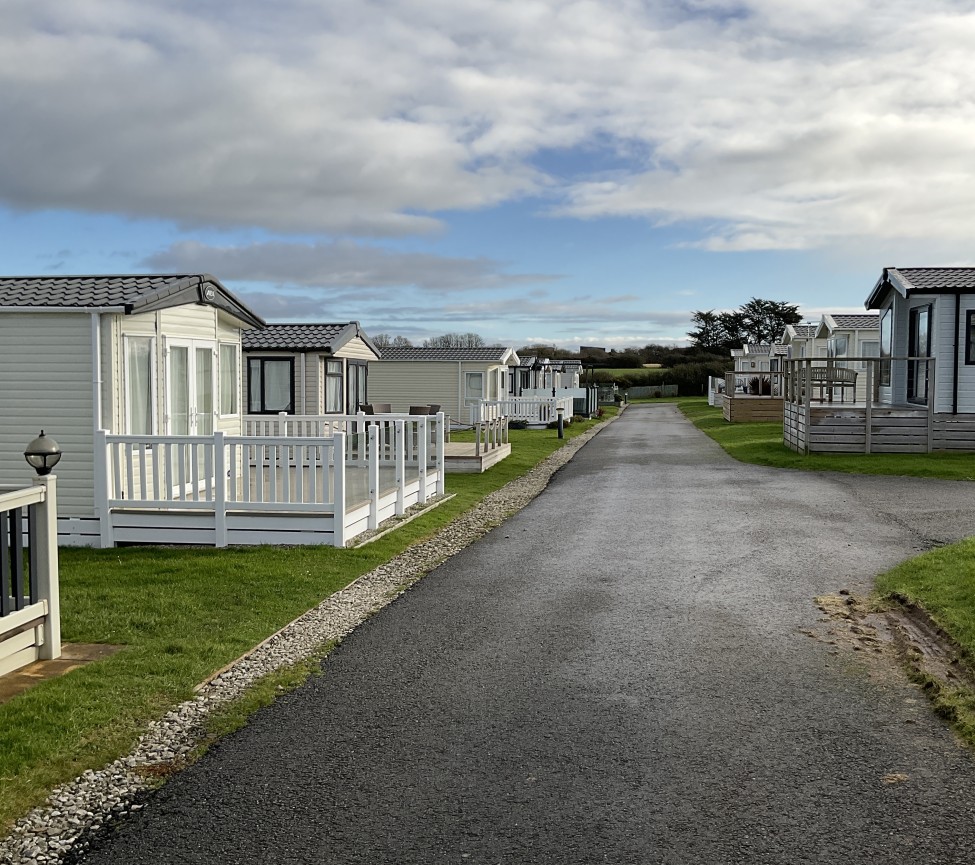 view of the holiday homes at Trewiston Farm Caravan Park in Cornwall