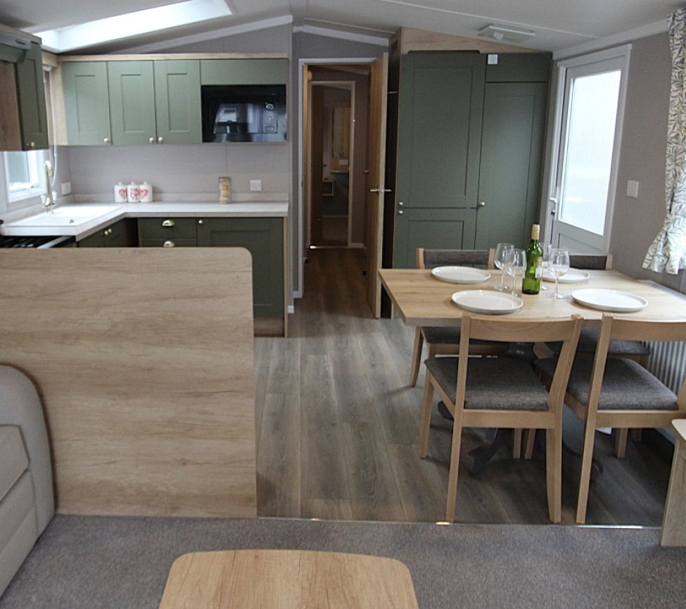Swift Provence Bay 2027 35x12 2 Beds Open-Plan Lounge, Dining Area and Kitchen