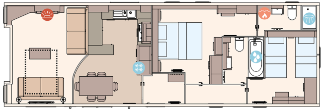 2024 ABI Westwood Lodge 44x14 2 Bed floor plan