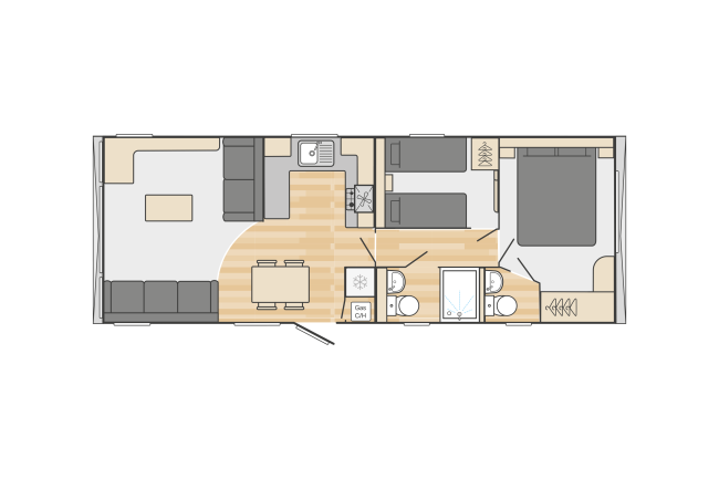 2024 Swift Bordeaux 33x12 2 Bed floor plan