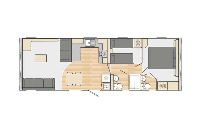 2024 Swift Bordeaux 35x12 2 Bed floor plan