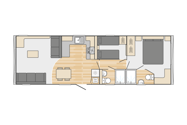 2024 Swift Bordeaux 38x12 2 Bed ES floor plan