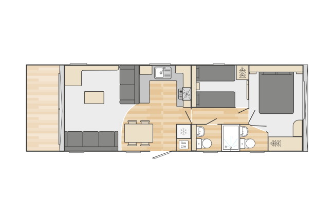 2024 Swift Bordeaux Escape 38x12 2 Bed floor plan