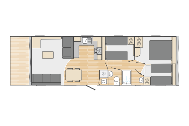 2024 Swift Bordeaux Escape 40x12 3 Bed floor plan