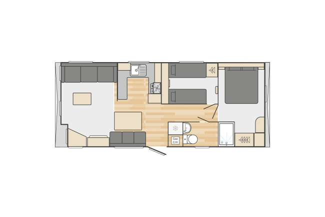 2024 Swift Burgundy 29x12 2 Bed floor plan