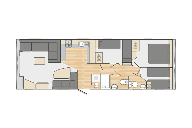 2024 Swift Burgundy 36x12 3 Bed floor plan