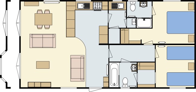 2024 Atlas Wisteria Lodge 40x20 2 Bed floor plan