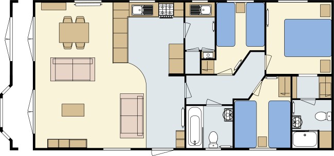 2024 Atlas Wisteria Lodge 40x20 3 Bed floor plan