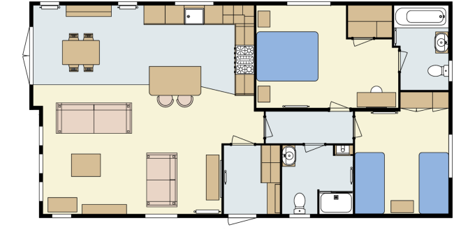 2024 Atlas Debonair Lodge 42x22 2 Bed floor plan
