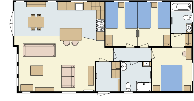 2024 Atlas Debonair Lodge 42x22 3 Bed floor plan