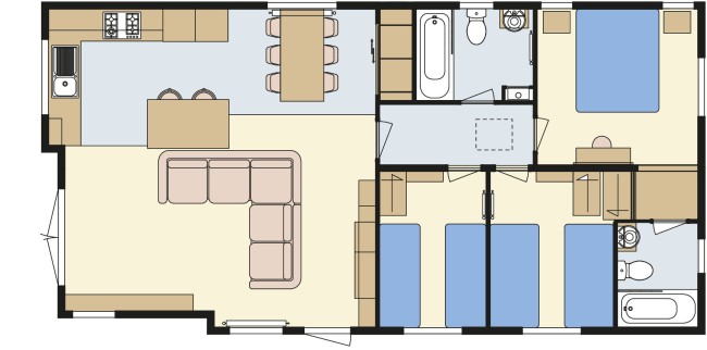 2024 Atlas Oakwood Lodge 40x20 3 Bed floor plan