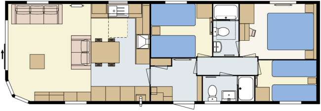 2024 Atlas Sherwood Lodge 42x14 3 Bed floor plan