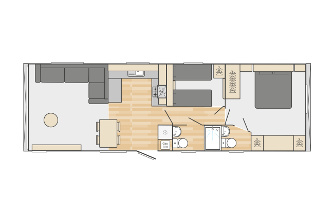 2024 Swift Ardennes Scandi floor plan  38x12 2 bedrooms