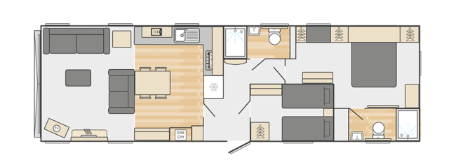 2024 Swift Vendee Lodge 42x13 2 bed floor plan