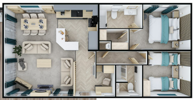 2024 Atlas Lilac Lodge 40x20 2 Bed floor plan