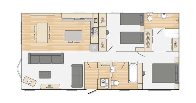 2024 Swift Edmonton Lodge Scandi 40x20 2 bed Floor Plan