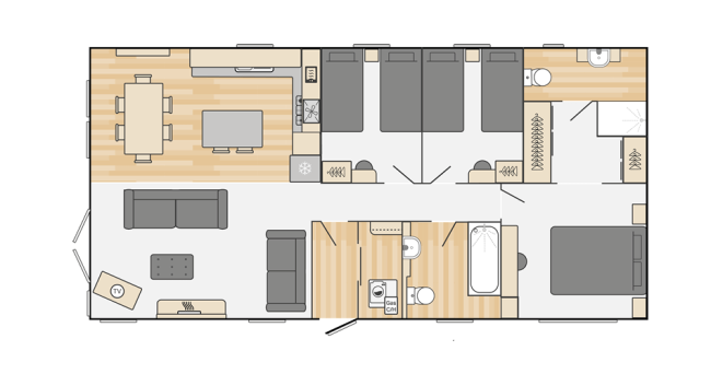 2024 Swift Edmonton Lodge Scandi 40x20 3 bed floor plan