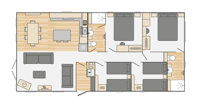 2024 Swift Edmonton Lodge scandi 43x20 4 bed floor plan