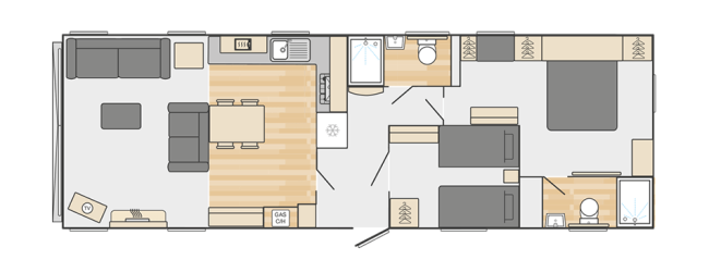 2024 Swift Vendee Lodge 42x14 2 bed floor plan