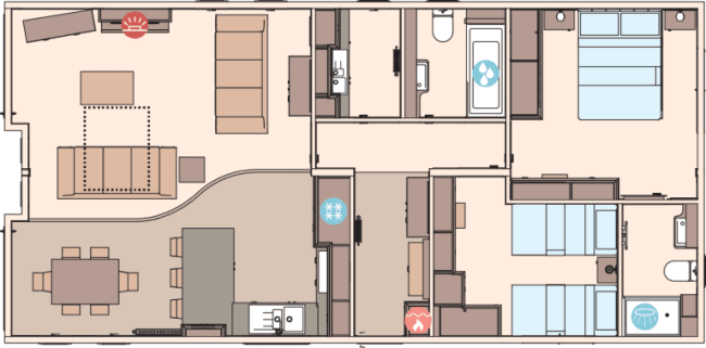 2026 ABI Harrogate 41 x 20 2 Bed Floor Plan