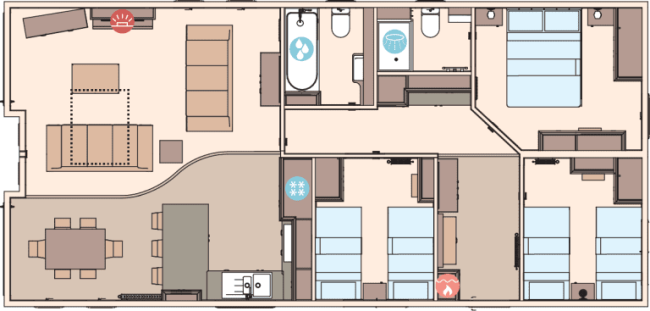 2026 ABI Harrogate 42 x 20 3 Bed Floor Plan