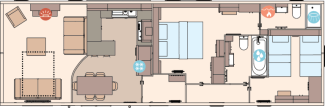 2026 ABI Westwood Lodge 44 x 14 2 Bed Floor Plan