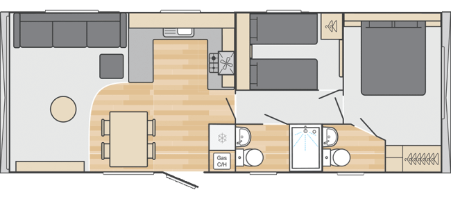 2026 Swift Burgundy 32 x 12 2 Bed Floor Plan
