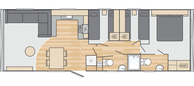 2026 Swift Burgundy 36 x 12 3 Bed Floor Plan