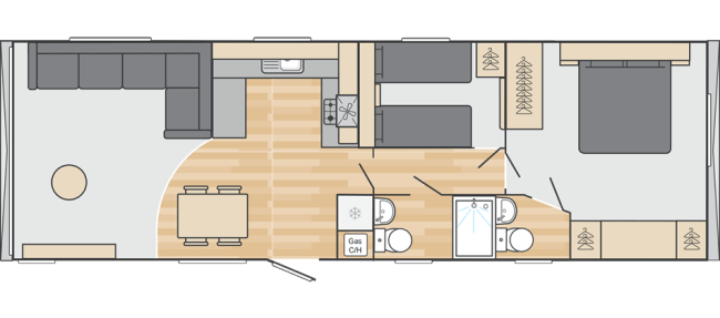2026 Swift Burgundy 38 x 12 2 Bed Floor Plan