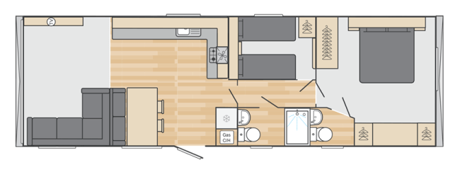 2026 Swift Morlaix 38 x 12 - 2 Bed Floor Plan