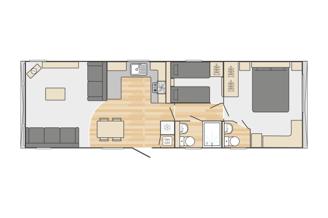 2026 Swift Bordeaux 38 x 12 - 2 Bed Floor Plan