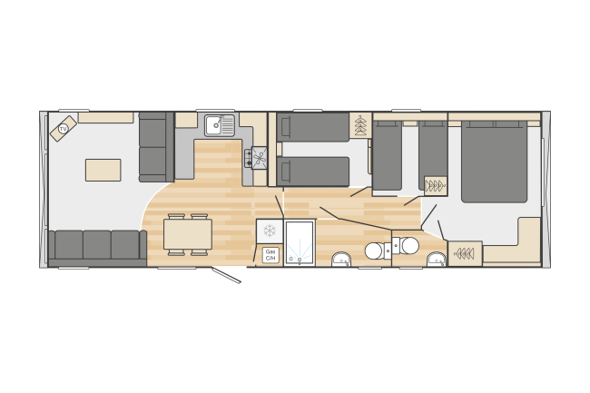 2026 Swift Bordeaux 38 x 12 - 3 Bed Floor Plan