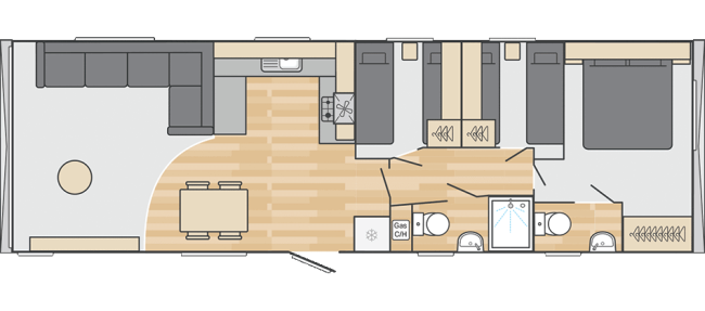 2026 Swift Burgundy 39 x 12 3 Bed Floor Plan