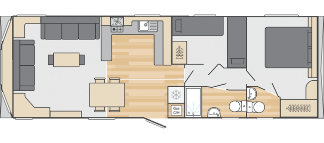 2026 Swift Provence Bay 35 x 12 - 2 Bed Floor Plan