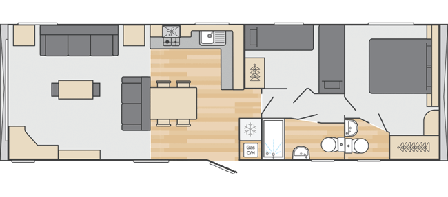 2026 Swift Provence Outlook 38 x 12 - 2 Bed Floor Plan