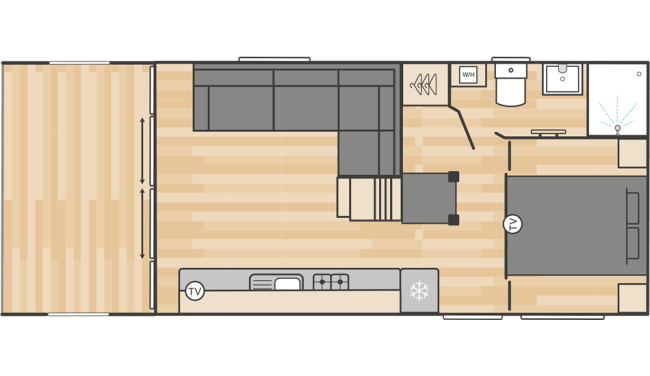 2026 Swift S-Pod 6 Escape 30 x 12 - 2 Bed Floor Plan