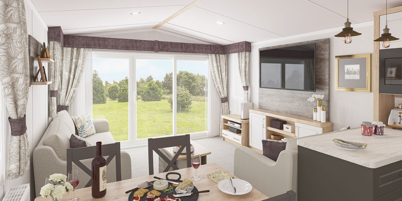 open plan living space in the 2025 Swift Bordeaux