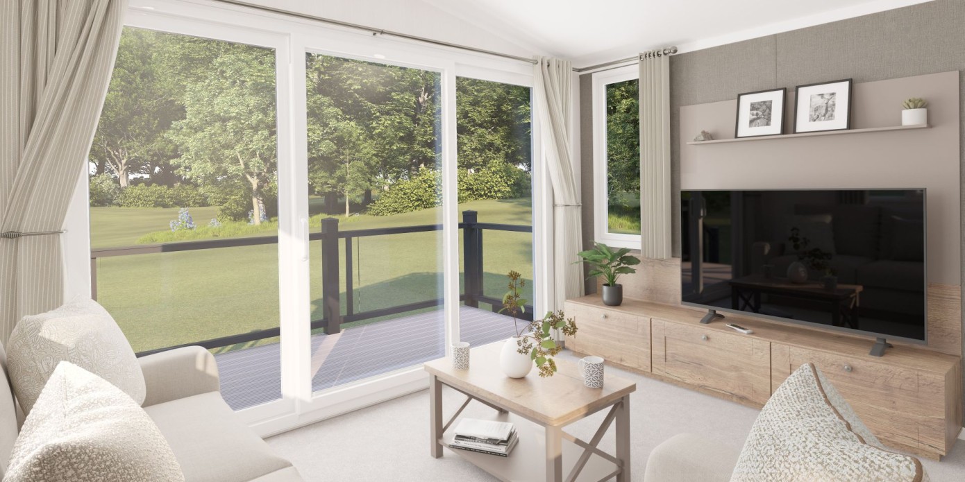 lounge with patio doors in the 2025 Swift Morlaix 