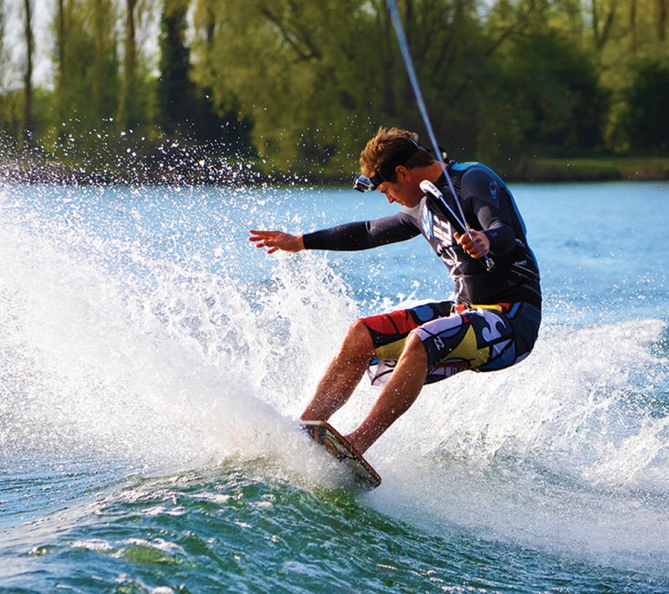 wakeboarding on the lake in oxfordshire