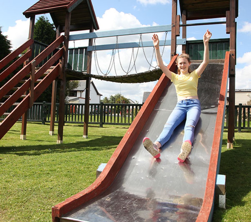 outdoor play area at Gnome World Caravan Park in Newquay