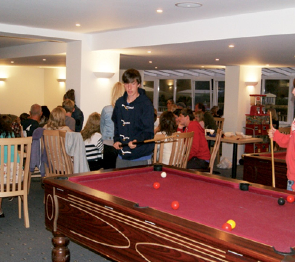 playing pool on holiday at  Valley Caravan Park