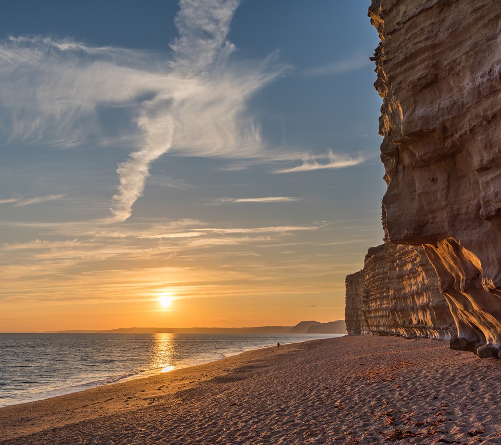 view of the nearby beaches at sunset