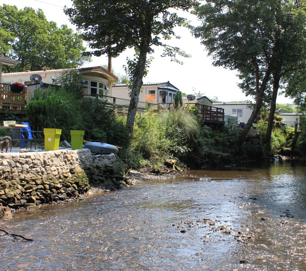 caravans overlooking the river at Notter Bridge Park
