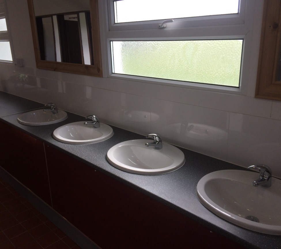 inside the washrooms at Trethias Farm Caravan Park