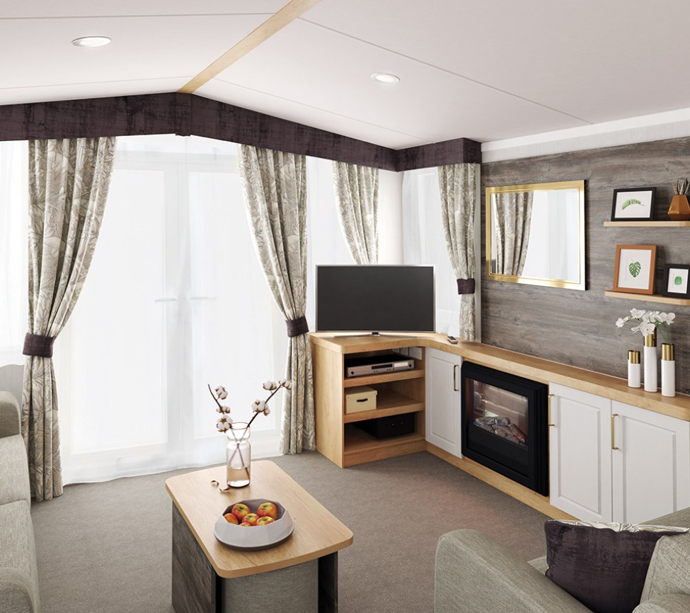 Inside the 2024 model Swift Bordeaux Escape static caravan