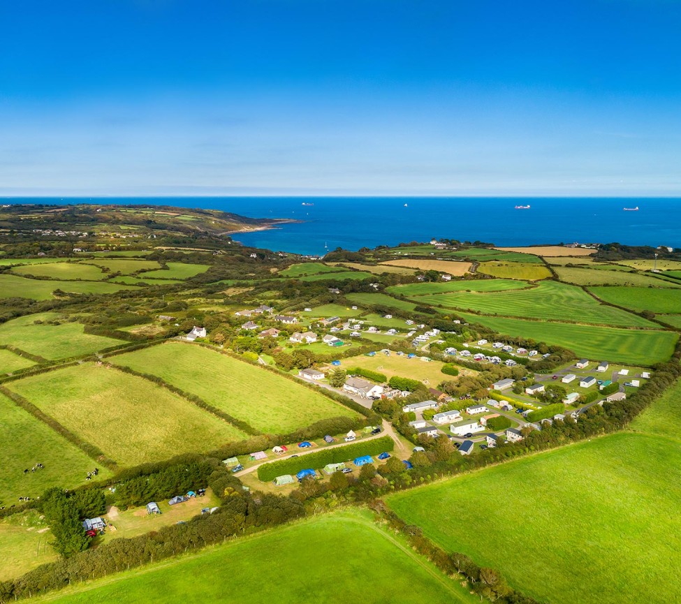 view from tha air of Little Trevothan Caravan Park