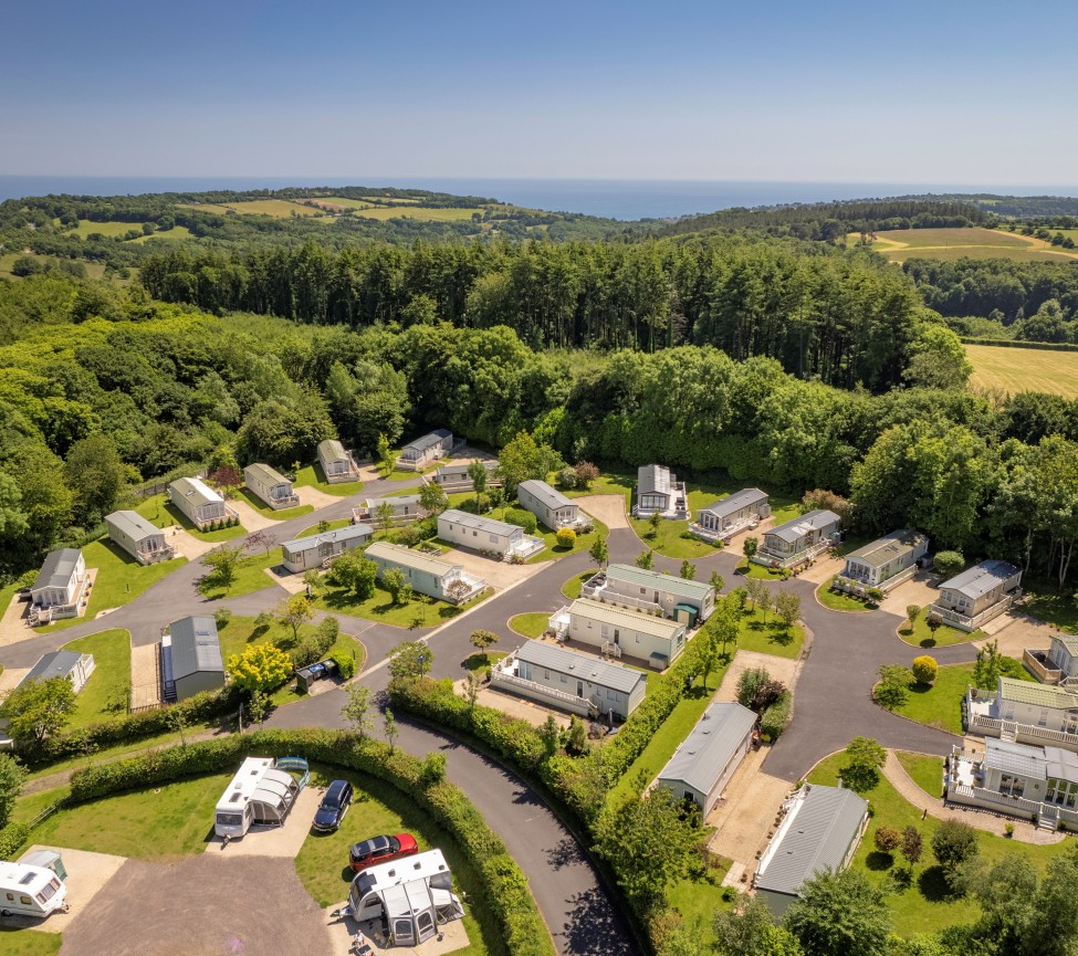 view of  Monkton Wyld Caravan Park from above